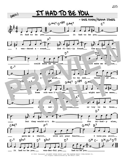 It Had To Be You (High Voice) by Gus Kahn Sheet Music for Real Book – Melody, Lyrics & Chords at ...