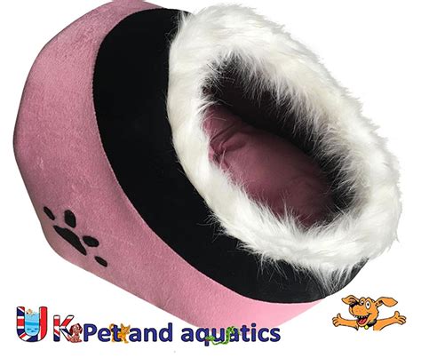 Hooded Cat Bed With Fur Pink 43cm | Cat bed, Cat pet supplies, Bed images