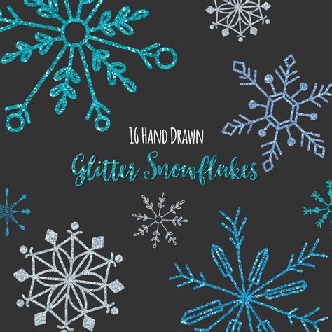 Glitter Snowflakes Clipart - Huckleberry Hearts