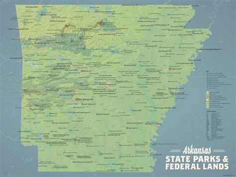 Arkansas State Parks & Federal Lands Map 18x24 Poster - Etsy | State parks, Arkansas state, Arkansas