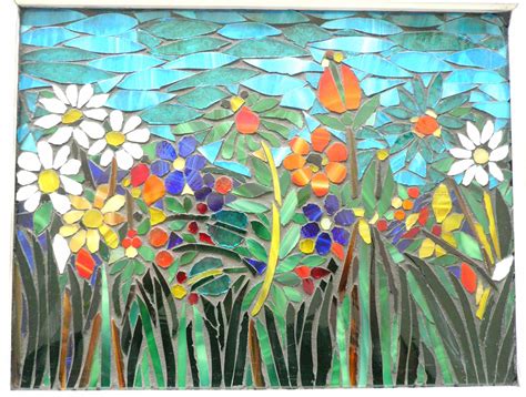 Flower Garden mosaic Stained glass window wall art Any | Etsy Sunflower Mosaic, Mosaic Flowers ...