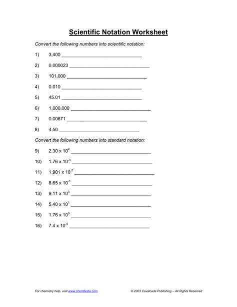 Scientific Notation Worksheet With Answers - Wordworksheet.com