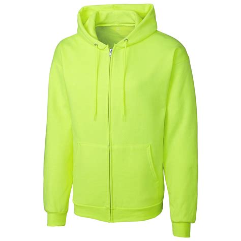 Clique Unisex Bright Neon Yellow Basics Fleece Full Zip Hoodie