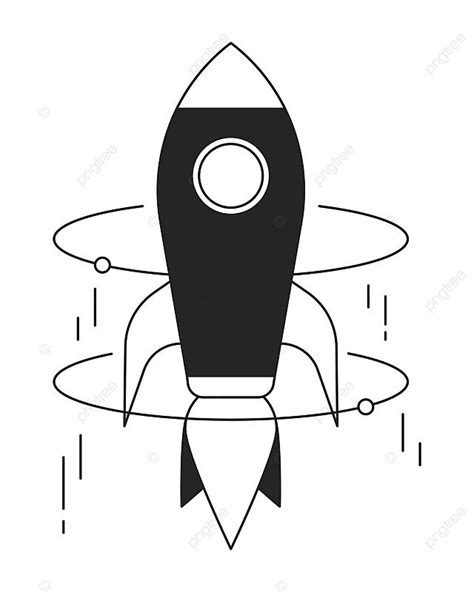 Vector Illustration Of A Black And White Rocket Accelerating To Top ...