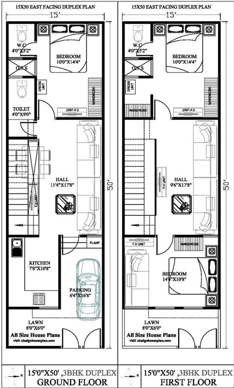 15 50 house plan | 15 x 50 duplex house plan | 15 by 50 house plan