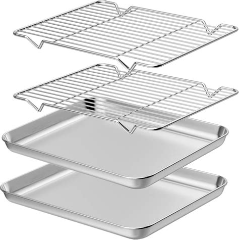 Amazon.com: Wildone Baking Sheet with Rack Set [2 Sheets + 2 Racks], Stainless Steel Cookie Pan ...