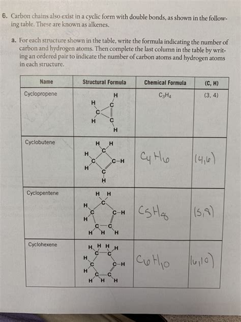 Solved 6. Carbon chains also exist in a cyclic form with | Chegg.com