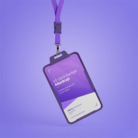 Premium PSD | Vertical id card with holder mockup