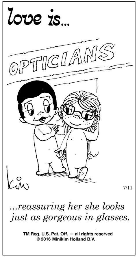 ...reassuring her she looks gorgeous in glasses. | Love is comic, Love is cartoon, Love