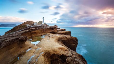 Castlepoint Lighthouse, North Island, New Zealand. [Desktop wallpaper 1920x1080] | Lighthouse ...