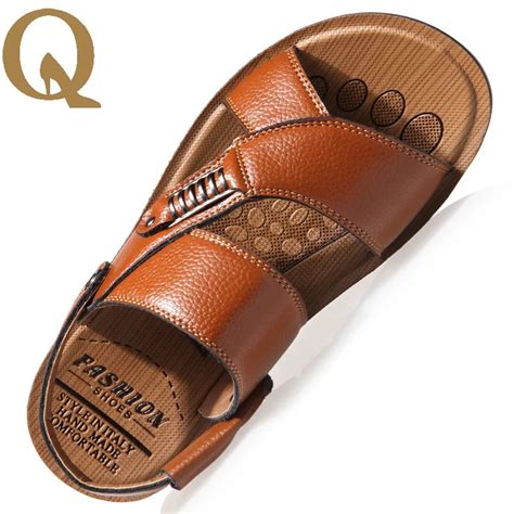 Summer British Style Men's Casual Sandals Fashion Men Sandals Leather ...