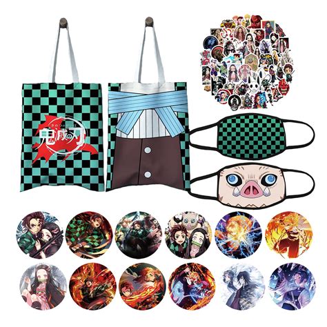 Demon Slayer Merch Anime Merch Set for Fans Demon Slayer Gift Set 1 Demon Slayer Tote Bag 2 ...