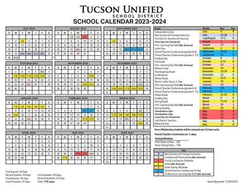 Tucson Unified School District Calendar 2024-2025