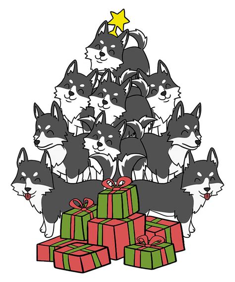 Husky Christmas Tree Digital Art by Jeff Chen - Fine Art America