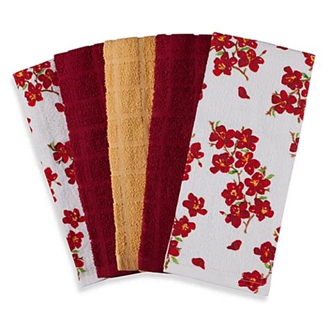 Cotton Terry Cloth Kitchen Towels in Flowers (Set of 5) - Bed Bath & Beyond