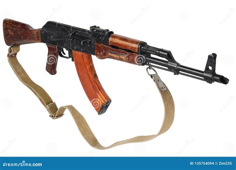 AK - 47 (AKM) Assault Rifle Isolated on White Stock Photo - Image of crime, safety: 135754094