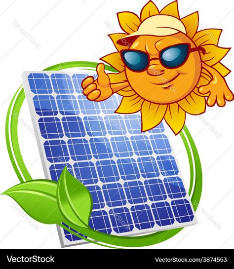 Solar panel with cartoon sun Royalty Free Vector Image