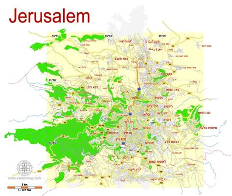 Jerusalem, Israel, Free printable SVG map, hebrew