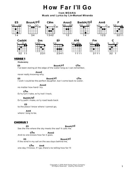 How Far I'll Go (from Moana) by Lin-Manuel Miranda - Really Easy Guitar ...