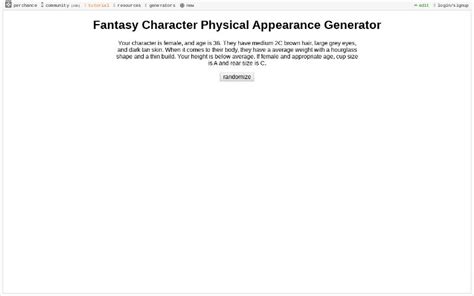 Fantasy Character Physical Appearance Generator