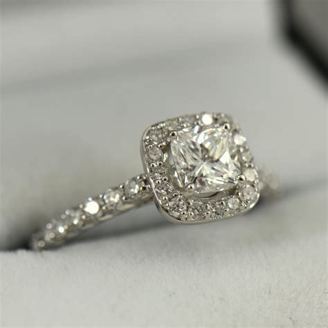 Square Cushion Cut Diamond Halo Engagement Ring | Exquisite Jewelry for Every Occasion | FWCJ