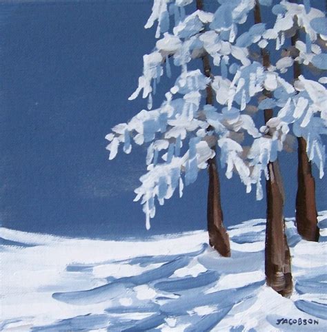 Original Painting Snow on Cedar Winter Scene by houseofthesun