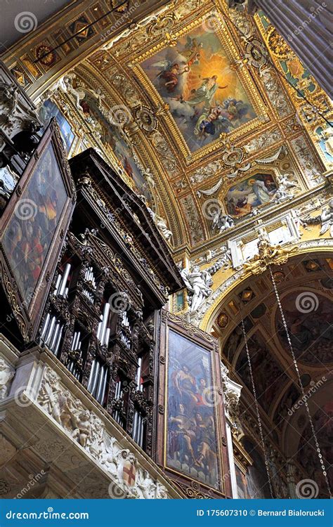 Genoa, Liguria / Italy - 2012/07/06: Interior of Genoa Cathedral Church ...