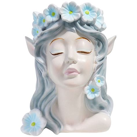 Fairy Girl Flower Pot Nordic 16x11.5cm Planter Outdoor Garden Ornament (Blue) | eBay