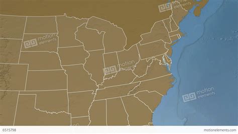 Maryland State (USA) Extruded. Elevation Map Stock Animation | 6515798