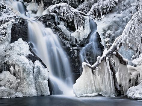 nature, Winter, Snow, Icicles, Ice, Frost, Waterfall, Water, Trees ...