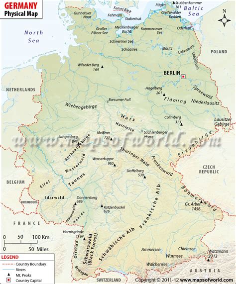 Germany Physical Map | MapsofWorld Updates