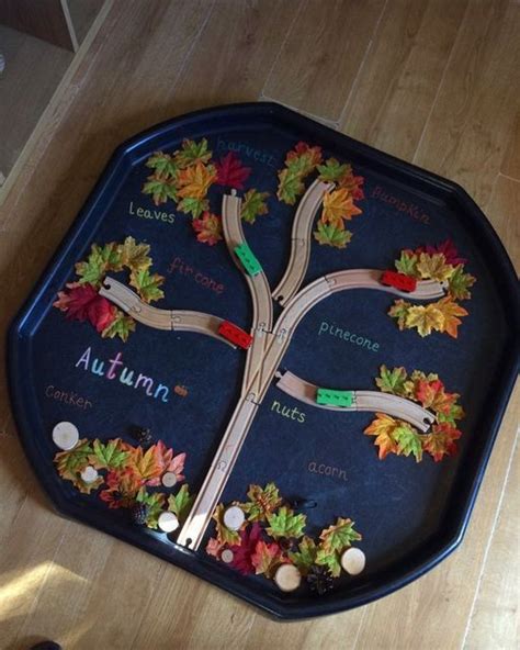 EYFS on Instagram: "Our autumn tray 🍂 Todays Tuff tray, is autumn themed! As it is … | Autumn ...