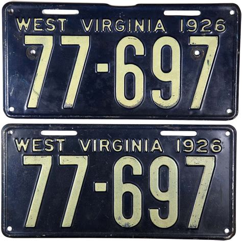 1926 West Virginia License Plates | Brandywine General Store