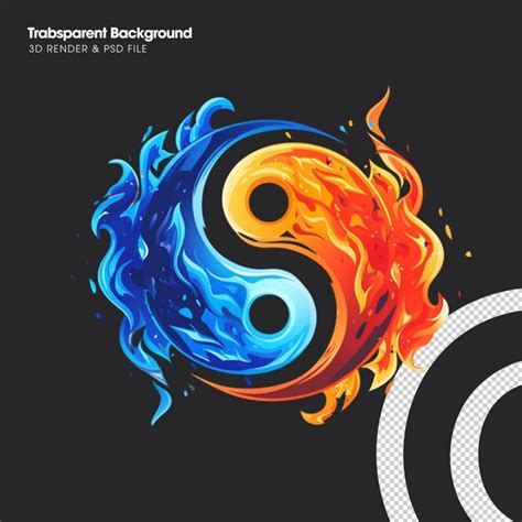 Premium PSD | Psd yin yang fire and water element icon isolated ...