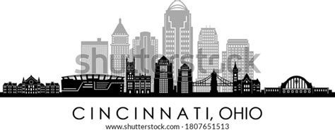 Cincinnati City Ohio Skyline Silhouette Cityscape Stock Vector (Royalty ...