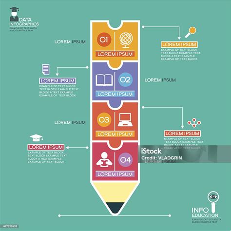 Latar Belakang Infografis Pendidikan Dengan Pensil Abstrak Ilustrasi Stok - Unduh Gambar ...