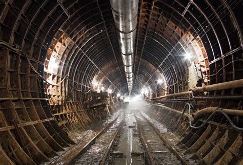 Subway Tunnel in Construction Stock Photo - Image of ground ...