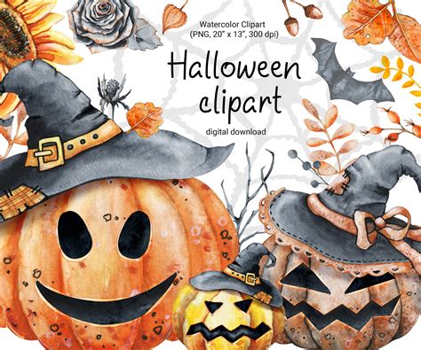 Halloween Clipart Watercolor Halloveen Scene Creator Kind - Etsy