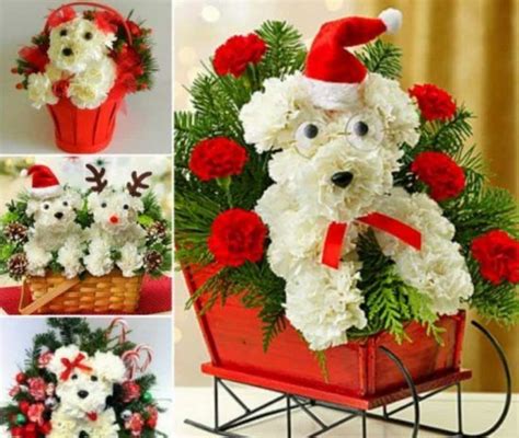 How To Make Flower Puppy Bouquet - The WHOot | Christmas flower arrangements, Christmas floral ...