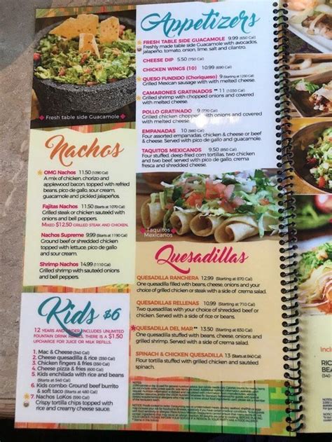 Menu at Plaza Mexican Bar & Grill, State College