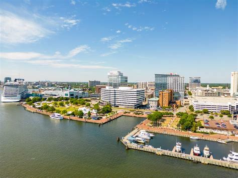 Aerial Drone Photo of Norfolk VA Waterside District Stock Image - Image of district, drone ...