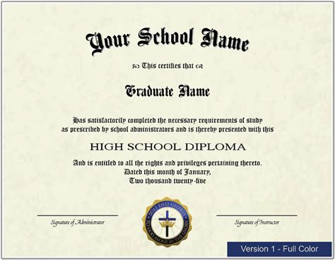 Printable High School Diploma for Homeschools