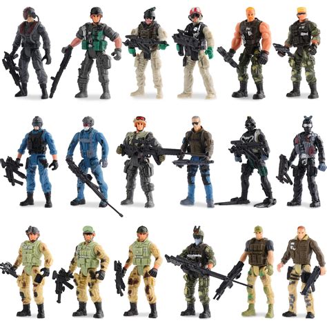 Buy 18 Pcs Special Forces Army Men Soldier Combat Movable Action Figures Army Guys Plastic Toy ...