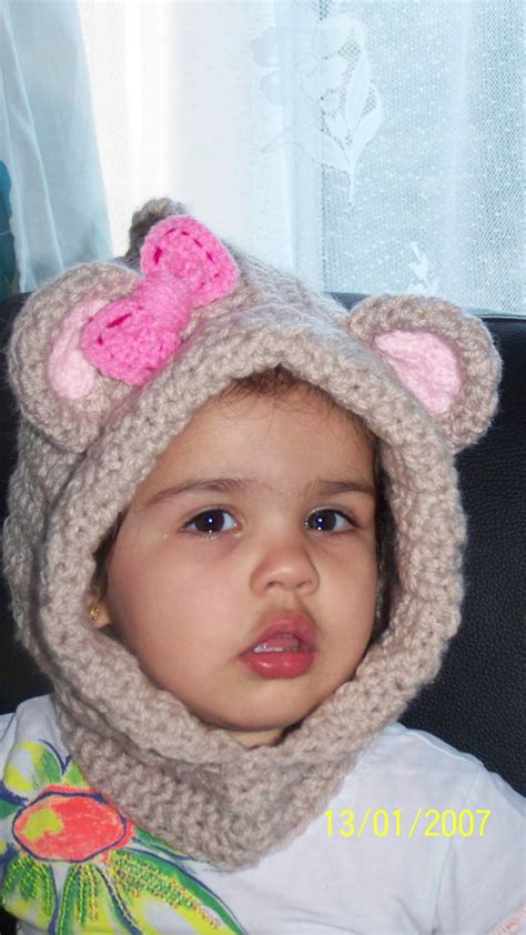 Crochet Baby Hoodie with Bear Ears and Bow