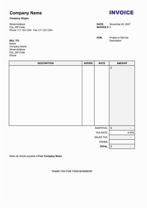 Mechanic Invoice Template Pdf - PDF Template