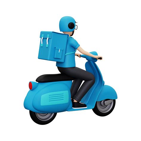 3D-bezorger op scooter 10872952 PNG