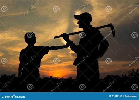 Farmer father and son stock photo. Image of magazine - 59446960