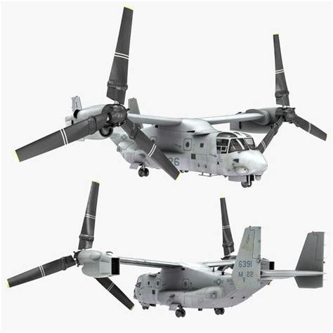 3d military tiltrotor aircraft mv 22 model