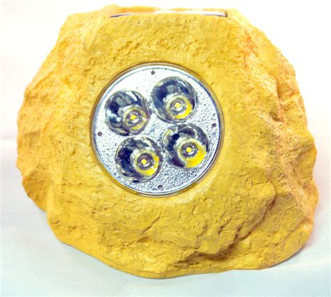 Solar Powered Rock Lights for Yard and Landscape, Sandstone Set of 4