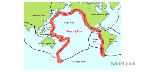 ring of fire map Illustration - Twinkl